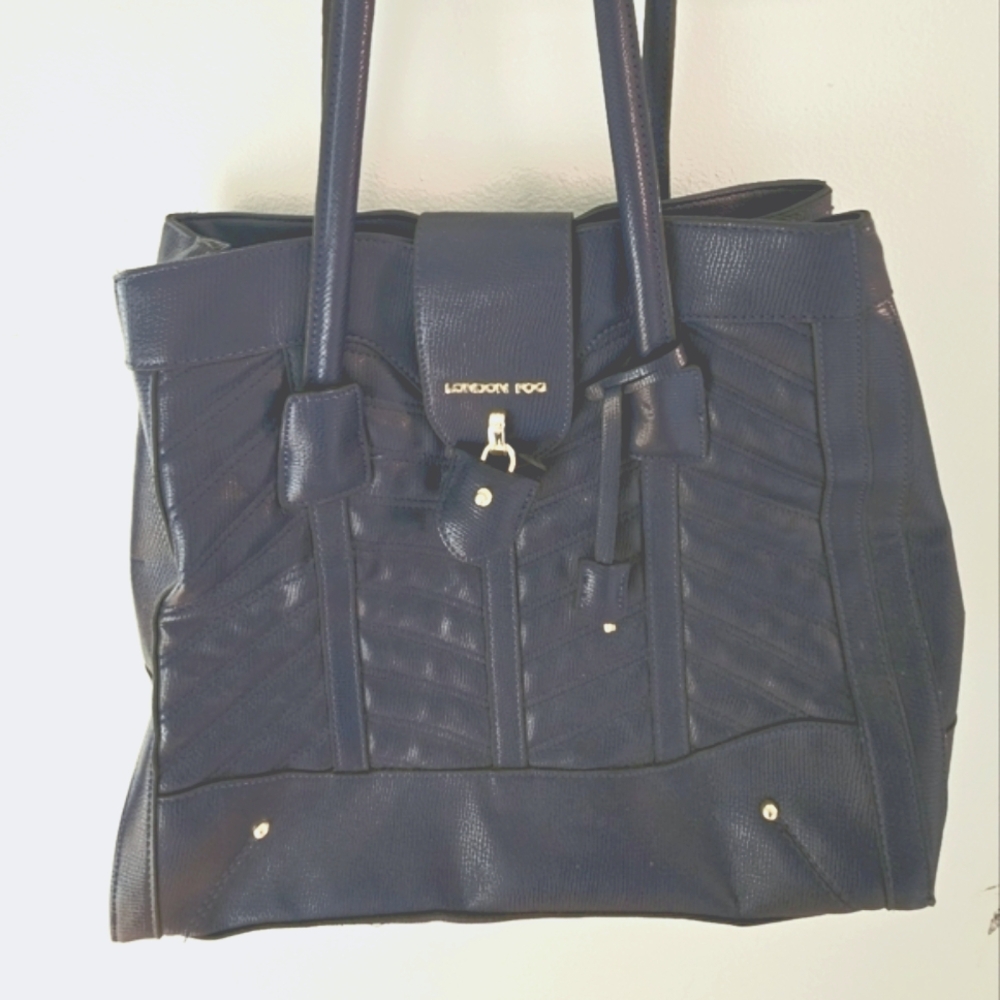 Navy Blue Quilted Tote Bag